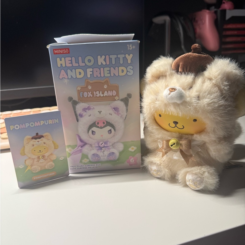 SOLD Miniso Hello Kitty and Friends Fox Island Plush Pendant (PomPomPurin)
